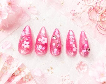 Uñas Sakura Candy Kimono / Uñas postizas Yume Kawaii Sakura Glow