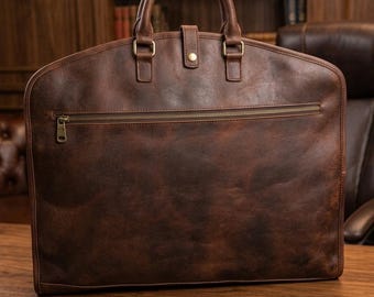 Kleidersack aus echtem Leder, personalisierbar, Business-Reisekoffer