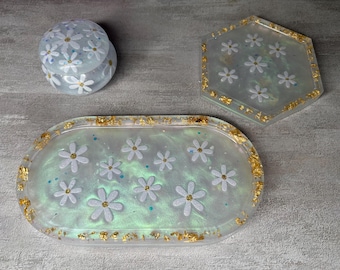 Custom designed Daisy trinket tray SET