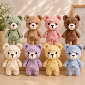 Virkmönster för liten nallebjörn | Minibjörn Amigurumi PDF | Söt virkad leksak | Enkelt gör-det-själv