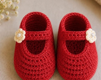 Crochet Baby Mary Jane Booties Pattern PDF, Newborn Shoes, Instant Download