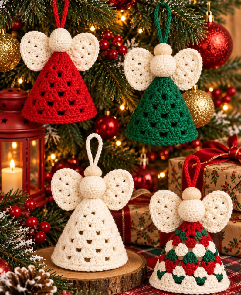 Angels Drawings.pdf Crochet Angel Ornament Pattern PDF, Christmas Tree Decor, Granny Square ...