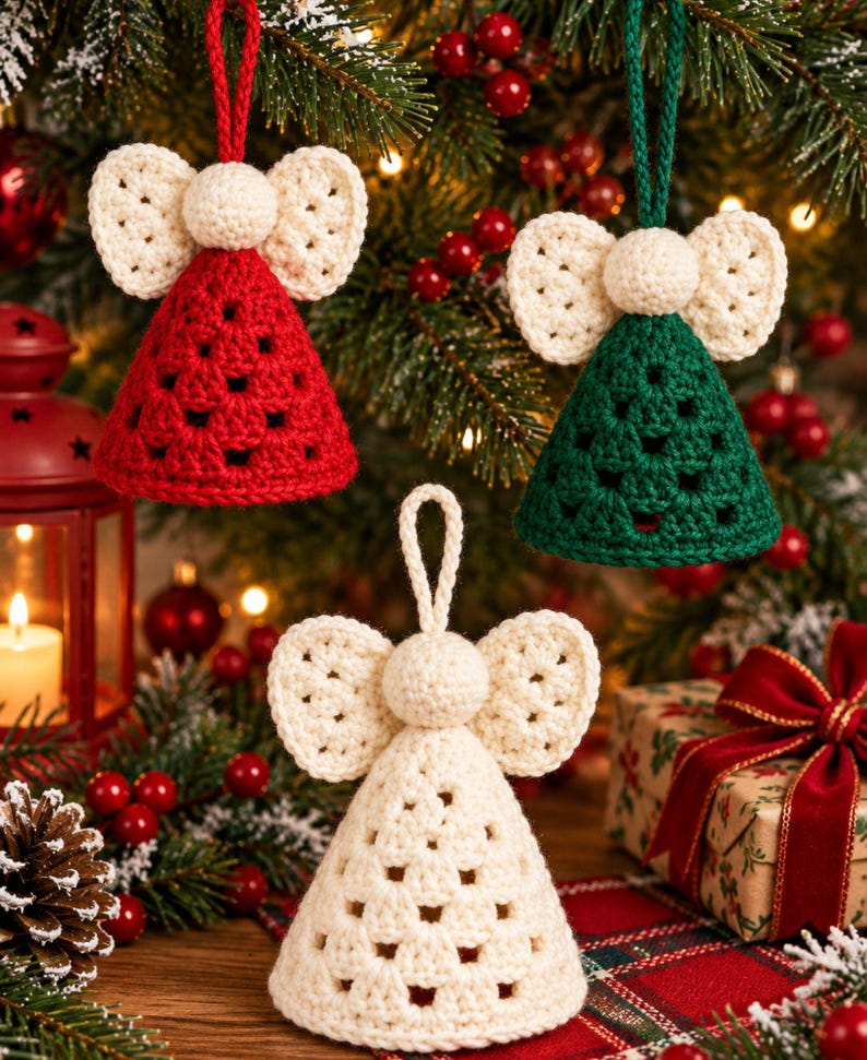 Angels Drawings.pdf Crochet Angel Ornament Pattern PDF, Christmas Tree Decor, Granny Square ...