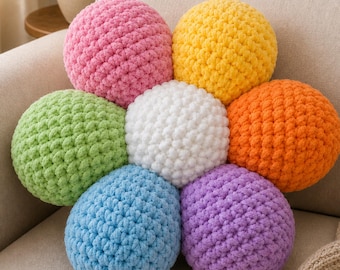 Flower Cuddle Pillow,  easy Crochet Pattern , Plush Daisy Cushion Tutorial,  Beginner Friendly DIY