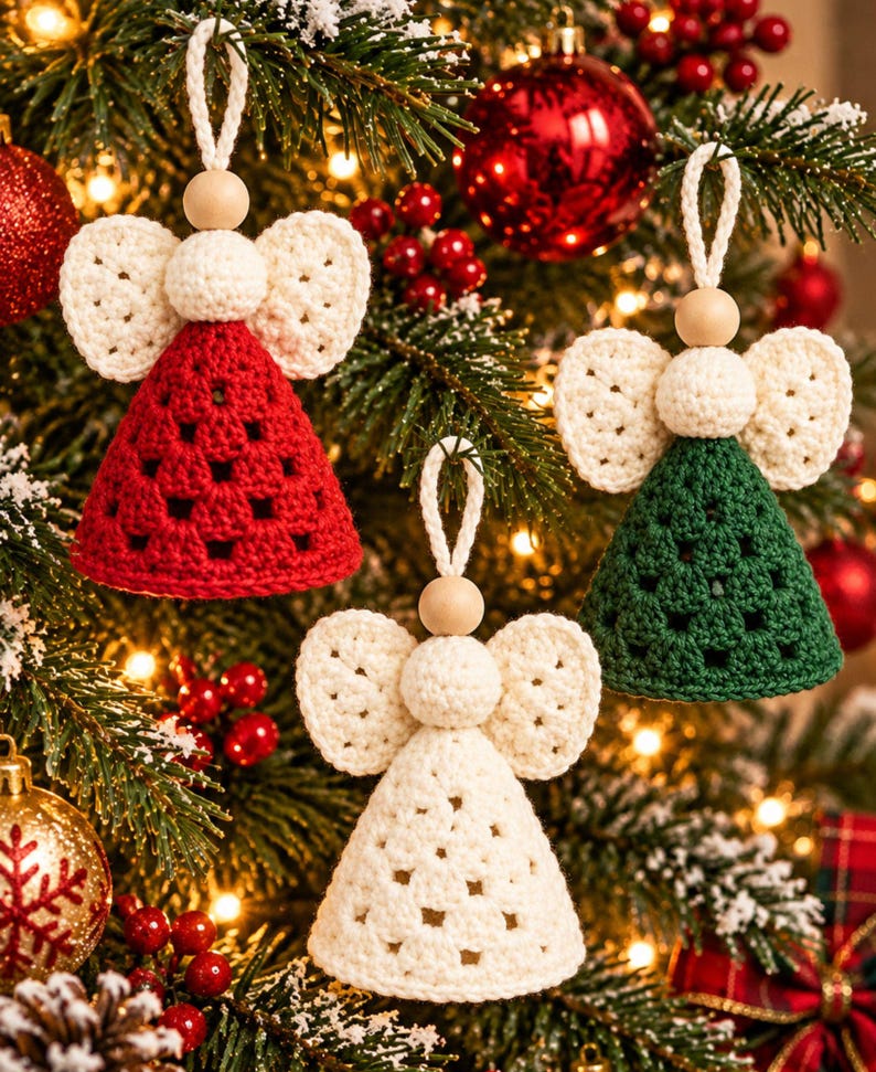 Angels Drawings.pdf Crochet Angel Ornament Pattern PDF, Christmas Tree Decor, Granny Square ...