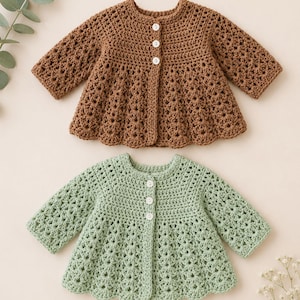 Baby Cardigan Crochet Pattern PDF, Raglan Baby Sweater,  0–3 Months, Digital Download