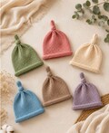 Top Knot Baby Beanie Knitting Pattern PDF | Newborn Knit Hat | Easy Beginner Baby Hat | Preemie Knitting Pattern