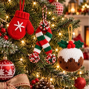 Modello PDF per mini guanto natalizio da lavorare a maglia / Decorazione per albero di Natale / Modello per principianti