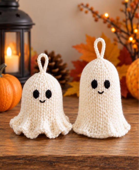 Halloween Ghost Knitting Pattern PDF | Knitted Ghost Decoration | Gus & Augustus