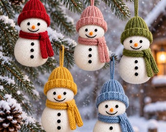 Knitted Snowman Ornament Pattern PDF | Christmas Tree Ornament | Holiday Knitting Pattern | Winter Decor | Digital Download