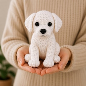 Realistic White Labrador Puppy Crochet Pattern PDF, Cute Amigurumi Dog Plush Tutorial, Instant Digital Download