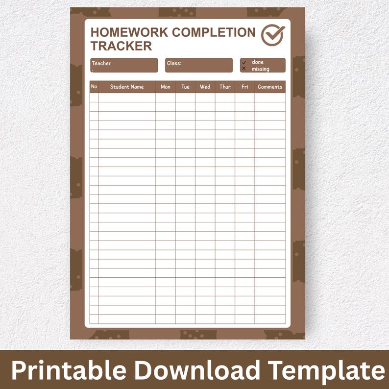 Homework In Progress Homework Completion Tracker | Student Assignment Planner | Study ...