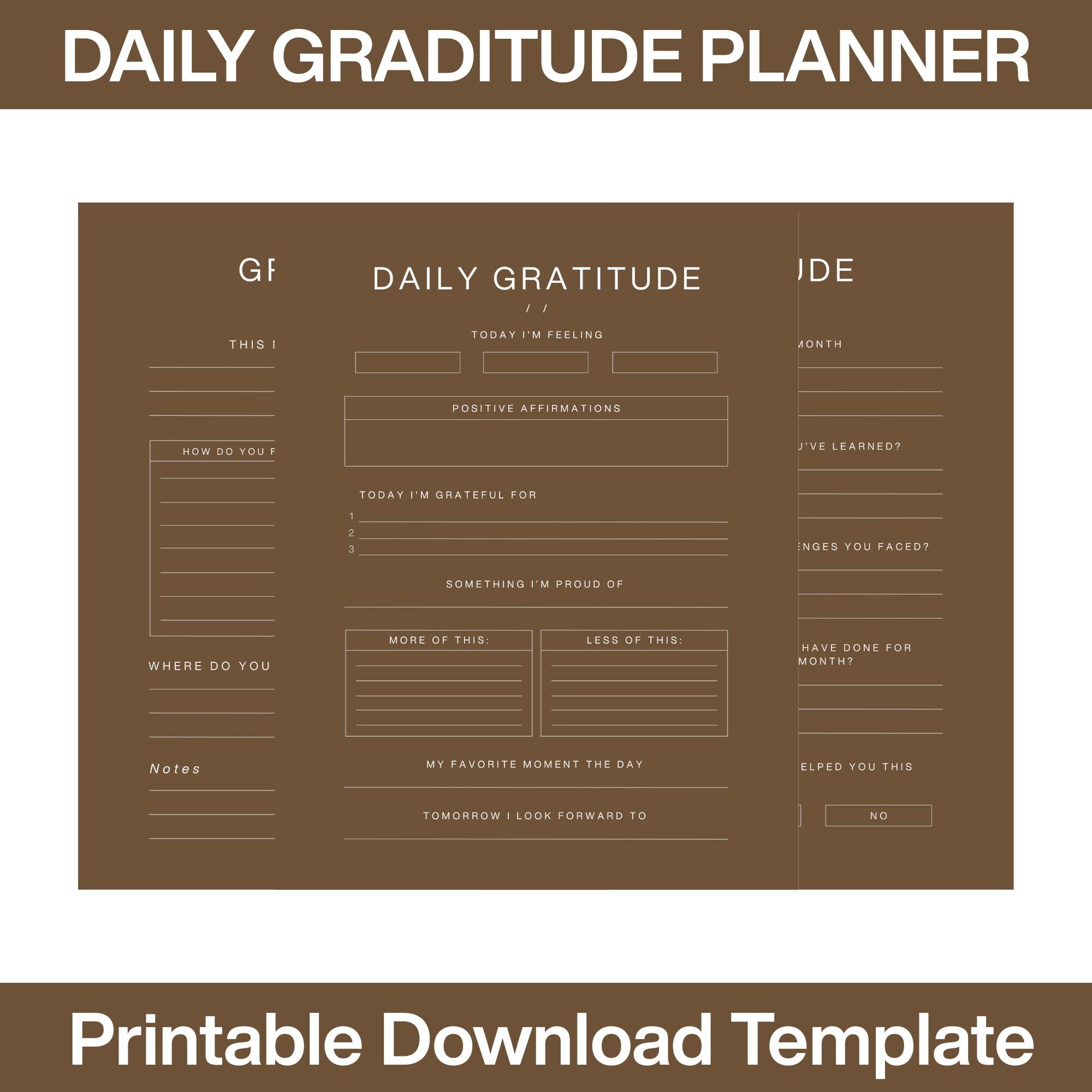 Daily Gratitude Planner Printable | Mindfulness Journal PDF (digital ...