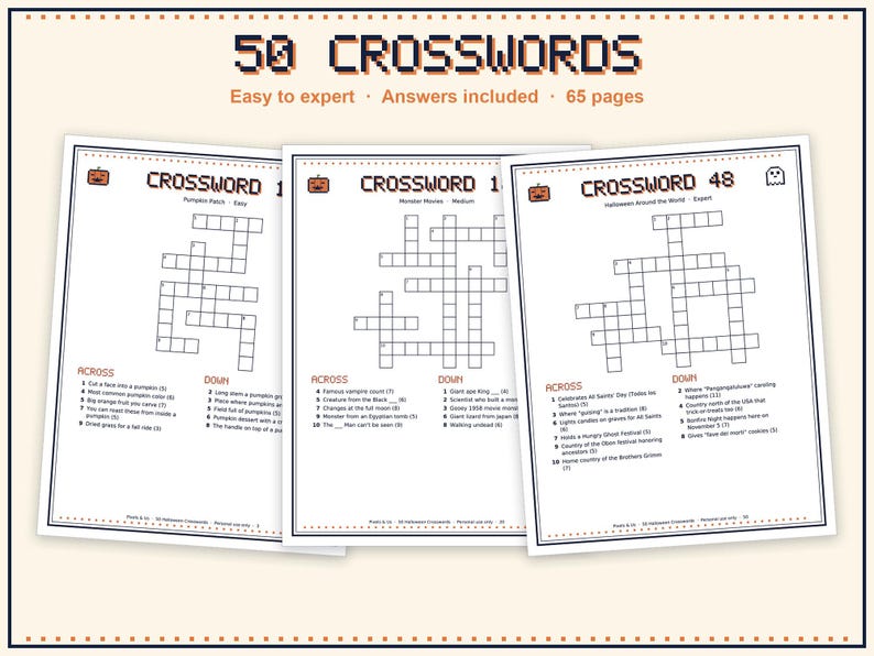 Halloween Activity Bundle, 264 Pages: Crosswords, Coloring, Trivia, Plays for Classrooms, Parties, Offices, Care Homes, Families image 4