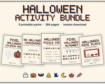 Halloween Activity Bundle, 264 Pages: Crosswords, Coloring, Trivia, Plays for Classrooms, Parties, Offices, Care Homes, Families