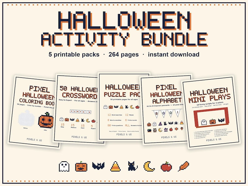 Halloween Activity Bundle, 264 Pages: Crosswords, Coloring, Trivia, Plays for Classrooms, Parties, Offices, Care Homes, Families image 1
