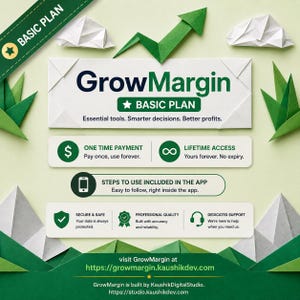 GrowMargin Basic | Prissättningsverktyg för e-handelssäljare (livstids digital åtkomst)