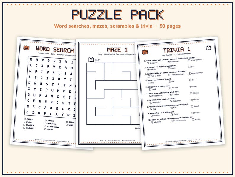 Halloween Activity Bundle, 264 Pages: Crosswords, Coloring, Trivia, Plays for Classrooms, Parties, Offices, Care Homes, Families image 5