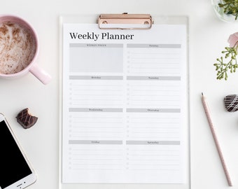 Printable Weekly Planner, Weekly Planner Printable, Weekly Productivity, Weekly Agenda, Week Plan, Planner insert