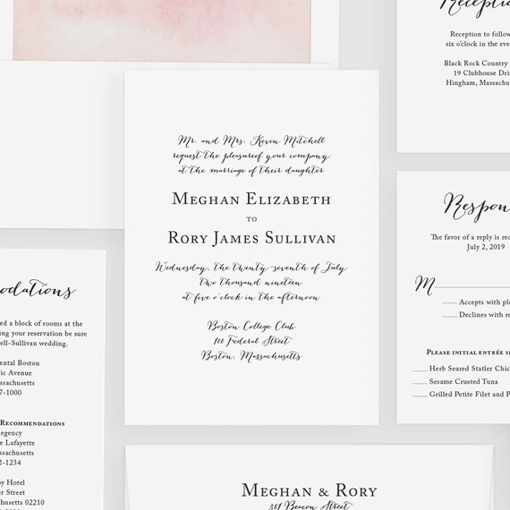 Calligraphy Wedding Invitation Archetype Invitation Suite Etsy