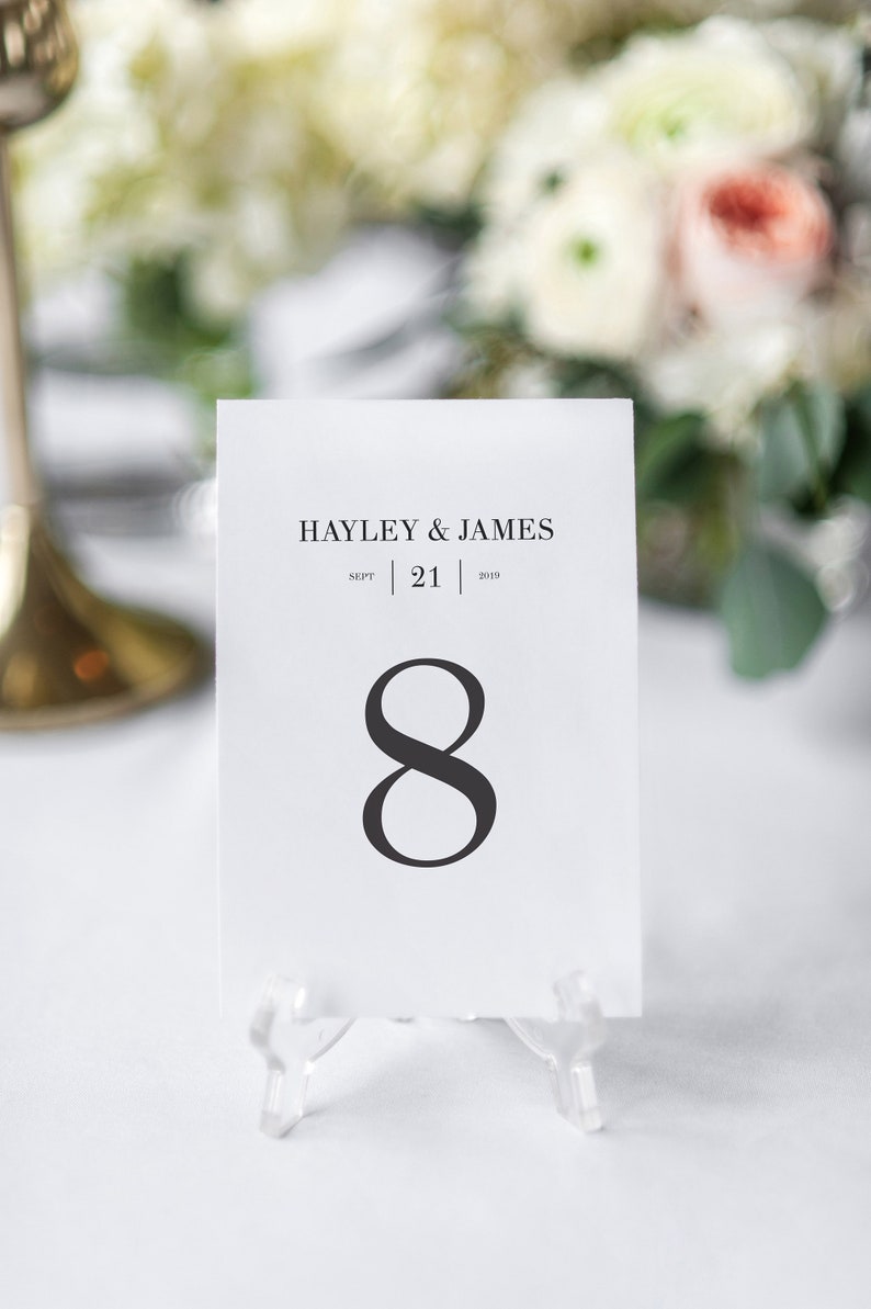 Modern Wedding Table Number Cards