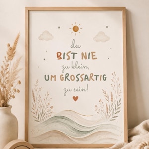 Kids' Room Poster | You're never too small to be great | Boho Kids' Room Decor | Motivational Poster for Kids | Baby Shower Gift |