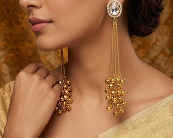 Kashmiri Heritage Jhumki Earrings Vintage Tribal Bells Artisan Statement Bridal Festive Jewelry Gift