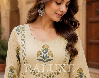 Block print kurti Pant Set, Ethnic Co-ord Summer Outfit