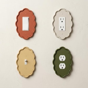 Wellenförmiger, ovaler Lichtschalterdeckel | Wippschalter-Doppelplatte im Mid-Century-Modern-Stil