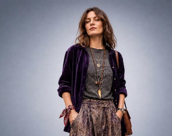 KSL Karin Stevens — Deep Violet Velvet Blazer — The 1990s Power Piece