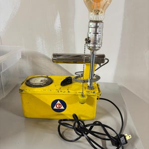 Steampunk Industrial Machine Age Lamp / Civil Defense Geiger Counter / Lamp