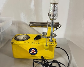Steampunk Industrial Machine Age Lamp / Civil Defense Geiger Counter / Lamp