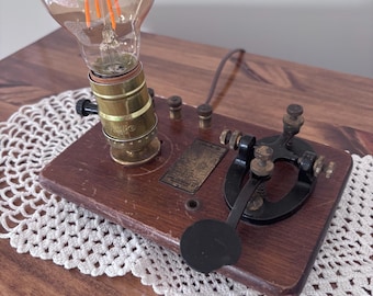 Steampunk Telegraph key lamp