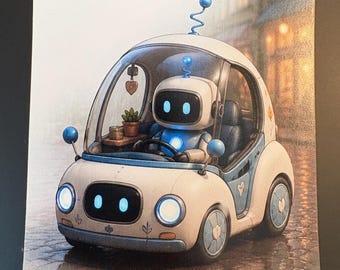 Dex Robot Bubble Car Sticker 3"x3" Vinyl, Matte Finish