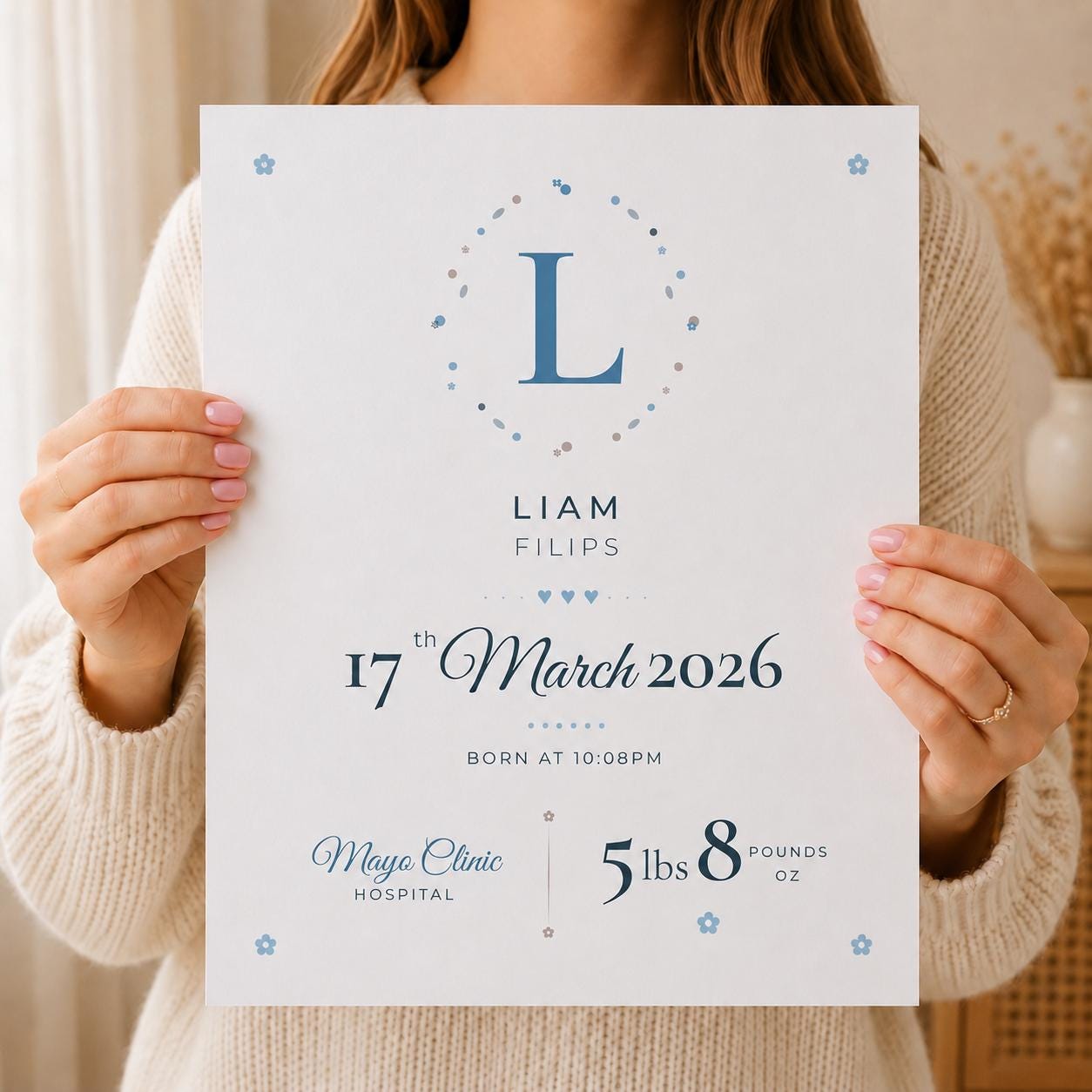 Editable Birth Poster Template, Custom Newborn Baby Stats Wall Art ...