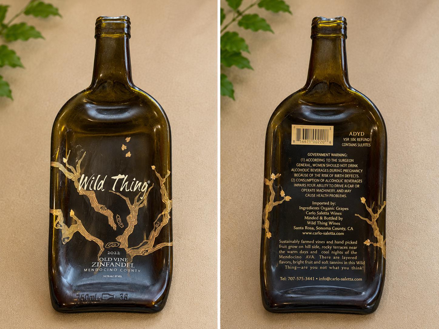 Amber Bee Flattened Wine Bottle Tray, Upcycled Glass Spoon Rest, Handmade Bottle Art Decor