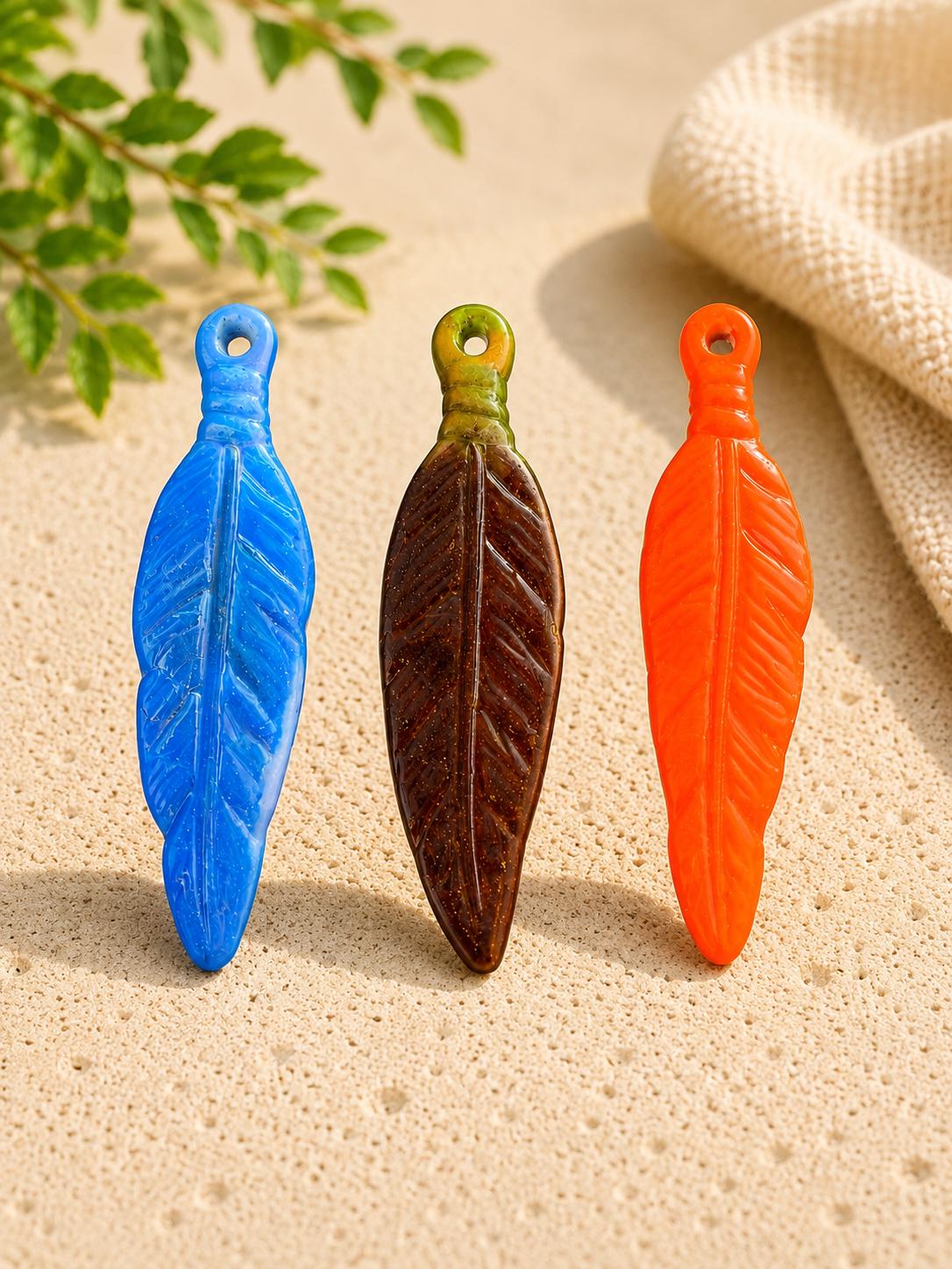 Handcrafted Fused Glass Feather Necklace
