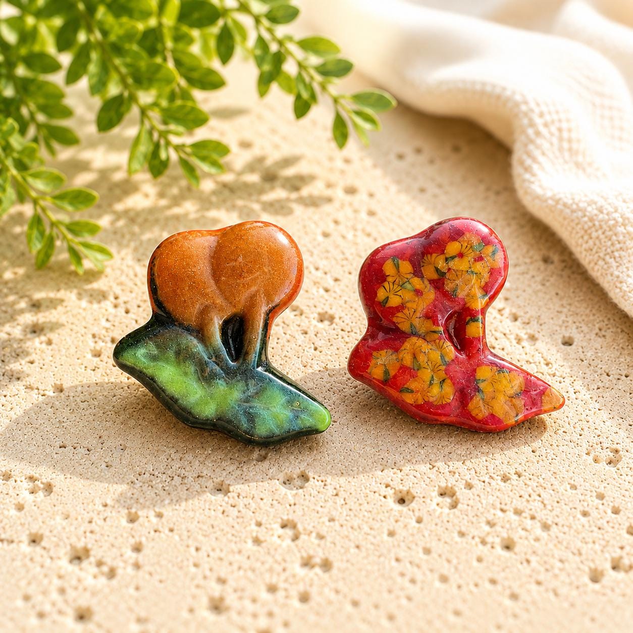 Handmade Stained Glass Cat Worry Stone & Paperweight