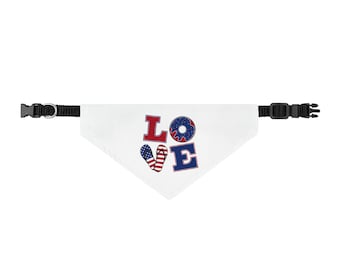 Patriotic LOVE clip-on Pet bandana | American flag heart paw design