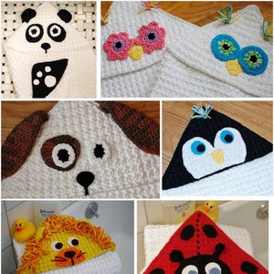 Crochet Hooded Towels Patterns All Animals Package image 1