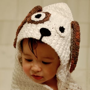 Crochet Pattern Dog Hooded Baby Towel also makes a great blanket Immediate PDF Download image 1