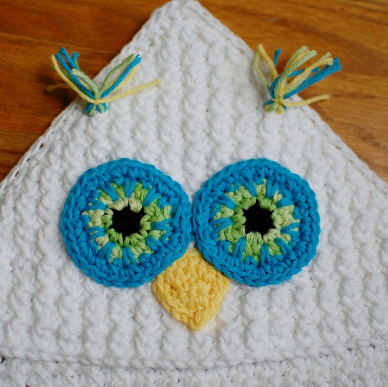 Crochet Pattern Owl Hooded Baby Towel also makes a great hooded blanket Immediate PDF Download image 4