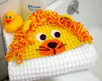 Patron au crochet - Serviette de bébé à capuche Lion (fait également une excellente couverture) - Téléchargement PDF immédiat