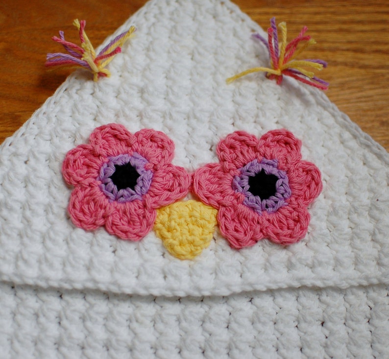 Crochet Pattern Owl Hooded Baby Towel also makes a great hooded blanket Immediate PDF Download image 3