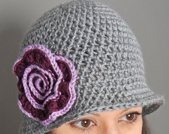 Crochet Pattern - Brimmed Hat with Swirl Flower (Teen/Ladies) - Immediate PDF Download