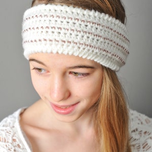 Crochet Pattern Beaded Headband Style Ear Warmer 2 Sizes to Fit Tween ...
