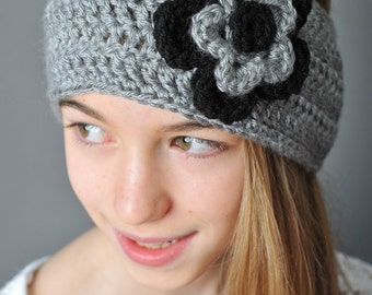 Crochet Pattern - Ear Warmer/Headband with Layered Flowers (in two sizes to fit child-adult) - Immediate PDF Download