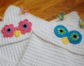 Haakpatroon - Babyhanddoek met capuchon uil (ook perfect als deken met capuchon) - onmiddellijke pdf-download