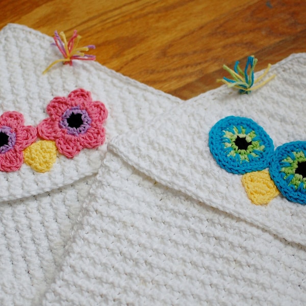 Patrón de crochet: toalla con capucha de búho para bebé (también sirve como manta con capucha) - Descarga inmediata en PDF