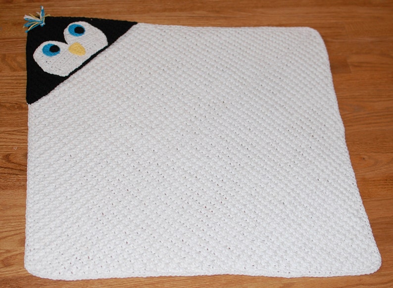 Crochet Pattern Penguin Hooded Baby Towel also makes a great blanket Immediate PDF Download image 5